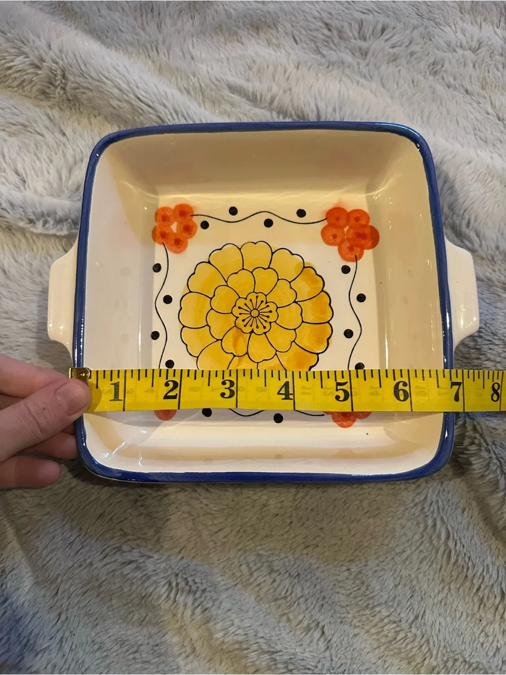 Decorative Ceramic Serving Dish with Yellow Floral Design - Home Kitchen